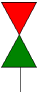 balise bicolore avec 2 cônes inversés par la pointe, l'un rouge en haut, l'autre vert en bas 