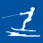 panneau bleu avec la forme d'un skieur nautique (en blanc) 