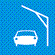 panneau bleu avec une voiture