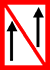 Un panneau blanc bordé de rouge et barré, avec 2 flèches noires dans le sens montant, indique: