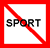 panneau blanc bordé de rouge et barré, contenant le texte sport