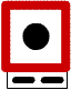 panneau blanc bordé de rouge avec un point noir au milieu et 2 traits noirs au-dessous