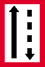 panneau blanc bordé de rouge, avec 2 flèches noires inversées, flèche droite descendante pointillée