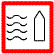 panneau bordé de rouge avec à l'intérieur la forme d'un bateau et sur la gauche plusieurs ondulations superposées