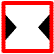panneau blanc bordé de rouge, contenant un triangle noir de chaque coté