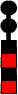 balise rouge et noire, surmontée de 2 boules noires
