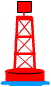 bouée rouge surmontée d'un cylindre rouge