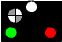feu blanc de mât, un feu blanc scintillant & un feu vert à gauche, et un feu rouge à droite