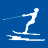 panneau bleu avec la forme d'un skieur nautique (en blanc)
